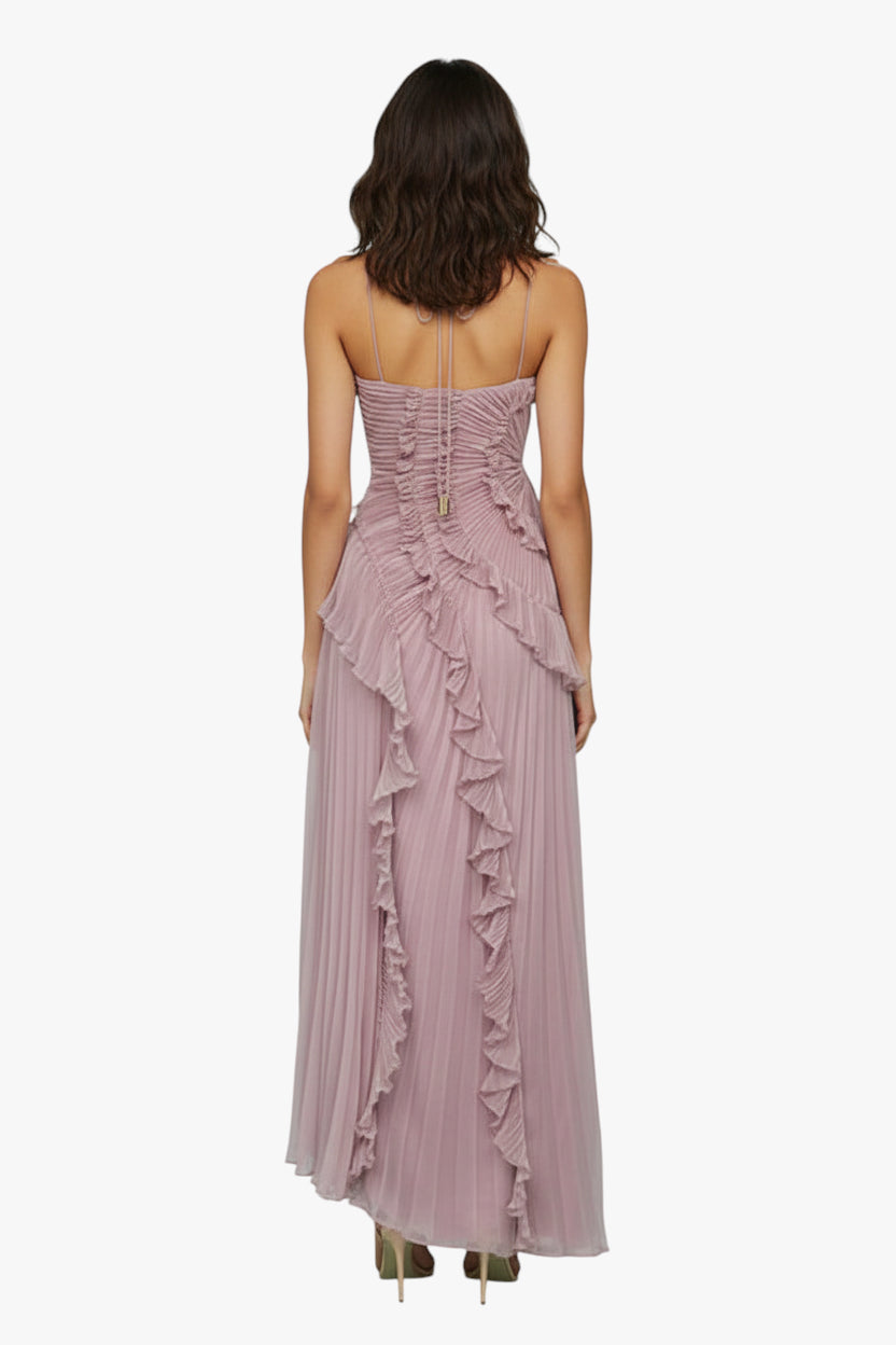 Women’s Wedding Dress with Ruffles and Halterneck