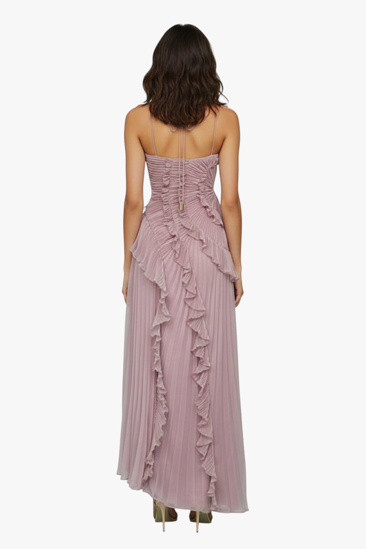 Women’s Wedding Dress with Ruffles and Halterneck